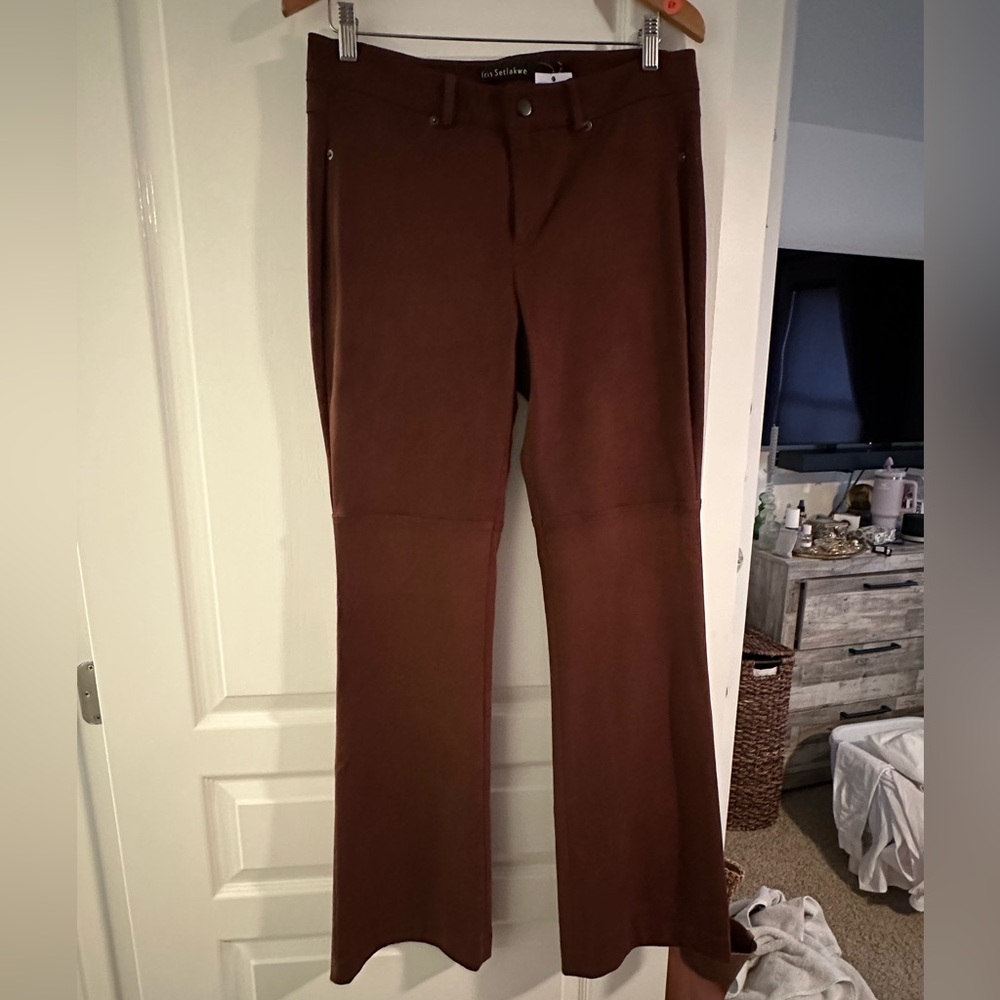 Iris Setlawke Cocoa Suede Flare Pants, Sz 8